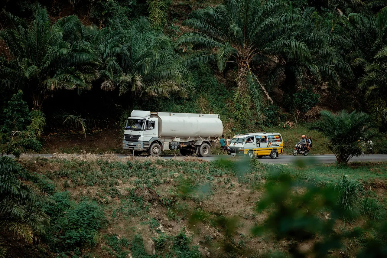 Fuel tanker on a rural road